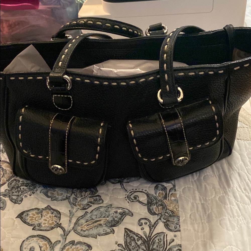Brighton Black Shoulder Bag with Silver-Tone Hardware